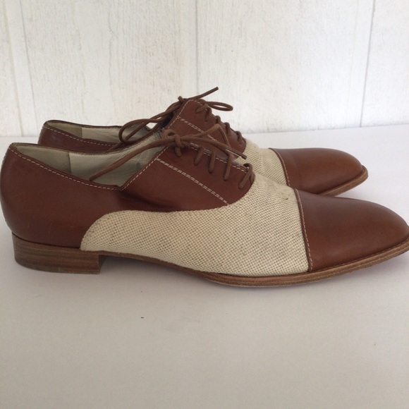 FRATELLI ROSSETTI LINEN AND LEATHER OXFORD SHOES SIZE 37.5 - Picture 7 of 15